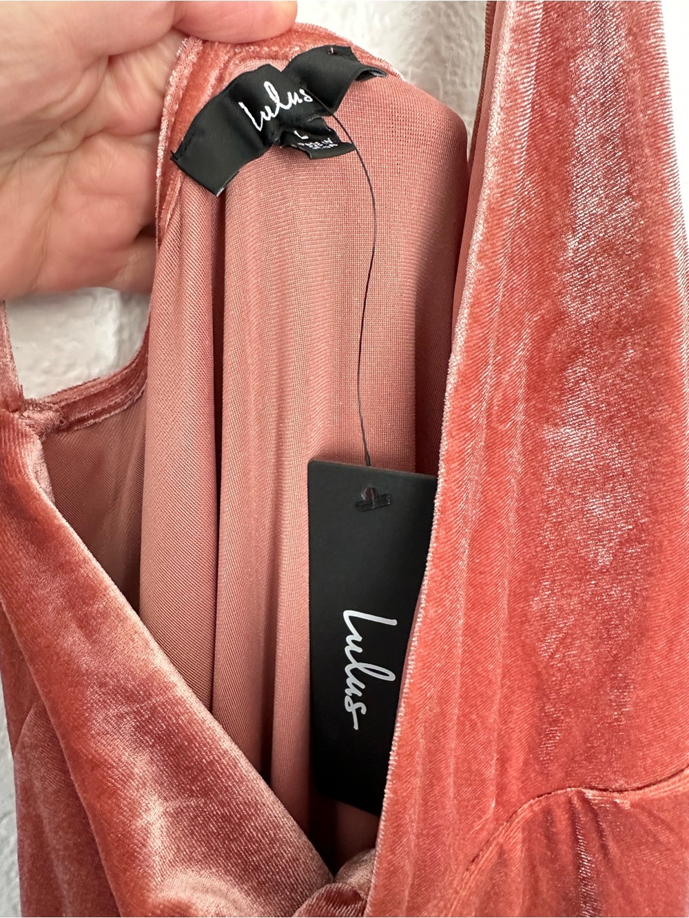 NEW NWT Lulus Mauve Velvet Faux-Wrap Maxi Dress Size Large - Picture 6 of 6